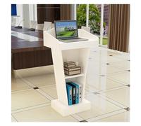 Wooden Lectern Podium Stand - Solid Wood Conference Desk for Training & Reception Office Furniture White Color Adjustable Height Professional Presentation