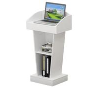 Wooden Lectern Podium with Storage Shelf - Floor Standing Presentation Desk for Classrooms Conferences and Lectures - Professional Speaker Stand (Color: B/D)
