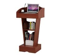 Wooden Lectern Stand for Conference & Church, Stylish Podium with Open Storage, Durable Design for Public Speaking, Ideal Pulpit for Presentations & Events