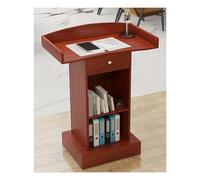 Wooden Lectern Stand with Drawers Floor Podium for Classroom Presentations Spacious Desktop for Easy Storage Ideal for Lectures and Public Speaking (Red)