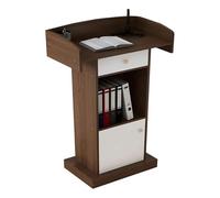 Wooden Lectern with Drawer, Modern Standing Pulpit for Church and Various Environments