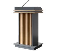 Wooden Lectern with Open Storage, Modern Podium Stand for Events, Churches, and Educational Settings