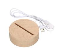 Wooden LED Light Base for Acrylic Nightlight, Round Wooden Display Stand for Crystal Art, Warm White Wood, USB Powered