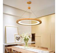 Wooden LED Pendant Light 30W Restaurant Pendant Lamp Creativity Round Chandelier Modern Ring Hanging Lighting Decoration Living Room Bedroom Dining Table Kitchen Neutral Light 4500K Ø48CM,Ø64CM 42W