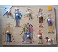 Wooden Legler Inset Peg Jigsaw Puzzle Family Everyday Objects Fine Motor Skills