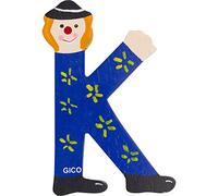 Wooden Letter Name for Children's Room Large Decoration for the Door, Funny Clowns, A-Z, Height Approx. 9 cm, Wooden Letter 7361 (K)