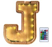 Wooden Letter Piggy Bank for Kids,LED 9inch Bank Kids Money Bank(A-Z) Wood Coin Jar Alphabet Money Bank, Gift for Kids, Home Decoration Ornaments(J)