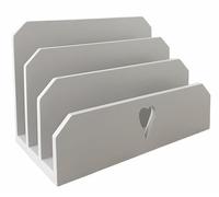 Wooden Letter Rack with Heart Cut-Out Window - Three Sections for Mail. The Perfect Organizer for Home or Office Décor, Stylish and Functional. White, Light Grey or Dark Grey (Light Grey)