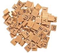 Wooden Letters Tiles, 100 Pieces Replacement Set, Standard Size Alphabet Tiles for Board Games, Crafts & Scrapbooking, Smooth and Varnished Wood