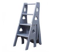Wooden Library Ladder Chair - 4-Tier Multifunctional Step Stool for Indoor/Outdoor Use, Folding Design, Ideal Display Stand for Home & Garden