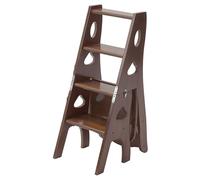 Wooden Library Ladder Chair - 4-Tier Multifunctional Step Stool for Indoor/Outdoor Use, Folding Design, Ideal Display Stand for Home & Garden