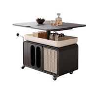 Wooden Lift Top Coffee Table with Hidden Storage & Wheels - Foldable Dining Table, Small Rolling Nightstand for Living Room, Bedroom, Balcony, Apartment, Office