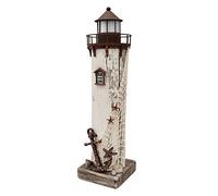 Wooden Lighthouse Decor with Light, Decorative Nautical Lighthouse Rustic Ocean Sea Beach Themed Lighthouse Decoration, Handcrafted Tabletop Nautical Themed Home Decor Bathroom Decor (14.75“H)