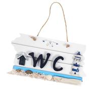 Wooden Lighthouse Wc Plaque Wall Hanging Sign Board | Mediterranean Style, Hand-painted Finish, Simple Free-spirited Look, Home Décor Accent