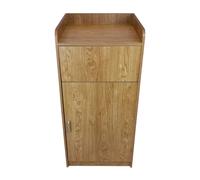 Wooden Litter Bin & Tray Stand Light Oak Melamine Finish Commercial Restaurant Food Hall Takeaway Café Waste Bin Enclosure Cabinet Swing Door MDF FREE 100L Rubbish Bin & Black Vinyl Stickers