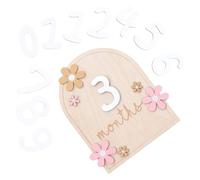 Wooden Little One Monthly Milestone Cards with Interchangeable Numbers, Daisy Decoration, First Year Keepsake Photo Props, New Mom Present, Tan