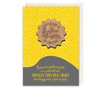 Wooden Little Pocket Hug Token - A Little Ray Of Sunshine Wooden Sun Plaque on Card - Thinking Of You Miss You Gift