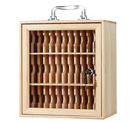 Wooden Lock Box Cell Phone Holder - 60 Slot Storage Cabinet for Classroom & Office - Secure Organizer with Lock for Schools - Pocket Chart Storage (36 Colors)