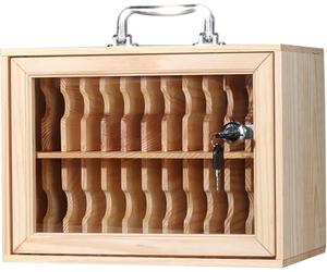 Wooden Locker Storage Box for Classroom, Portable Cell Phone Holder, 24-Bit Desk nizer, Perfect for School Office Use, Safe and Stylish Accessory