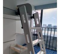Wooden Loft Ladder for Bunk Bed, Attic Egress Ladder Stairs with Installation Hardware, Universal Safe Attic Ladder Easy to Assemble(White,6 step-1.82m(6.0ft))