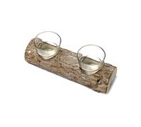 Wooden log candle holder 21 cm