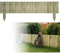 Wooden Log Panel Roll Garden Border Edging Fence Lawen Pressure Treated Fixed Picket Flower Fencing 15cm High Lawn Edging (Set of 5 - Length 450 cm (Approx. 15ft))