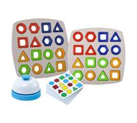 Wooden Logic Puzzle - Vibrant Color Matching Shape Tiles, Interactive Brain Teaser Cards, Geometric Identification | Educational Play Set For Coordination Training, Color Cognition Skill Builder