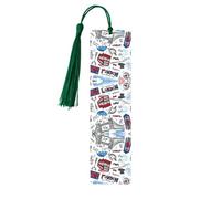 Wooden London Print Bookmarks with Tassel for Women,Men,Book Lovers,Page Markers for Students Teachers Reading