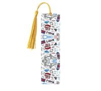 Wooden London Print Bookmarks with Tassel for Women,Men,Book Lovers,Page Markers for Students Teachers Reading