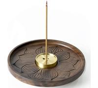 Wooden Lotus Incense Holder incense burner Hand Carved Lotus Flower Multiple Incense Stick holders at the Same Time 12 cm Black Walnut insensé sticks holder Ideal for Meditation Yoga Spiritual