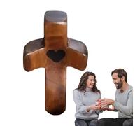 Wooden Love Cross - Handmade Hand Held Wooden Cross for Love | Portable Pocket Cross Gift for Prayer, Encouragement and Comfort | Thoughtful Religious Gift for Support and Companion Easy to Carry
