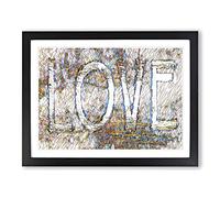 Wooden Love Sign Modern BG Framed Wall Art Print, Ready to Hang Picture for Living Room Bedroom Home Office Décor, Black A3 (46 x 34 cm)