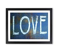 Wooden Love Sign Modern Framed Print | A4 Black Framed Wall Art | Ready to Hang | Modern Love Picture | Living Room Bedroom Lounge Office