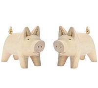 Wooden Lucky Pigs I Pack of 2 I Hand Carved I Small Decorative Pigs I Lucky Charm I