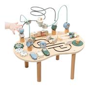 Wooden M-ontessori Busy-Board For 1-3 Year Olds - Baby Activity Table With Shape Sorter & Bead Maze, Sensory Learning Toys For Holiday