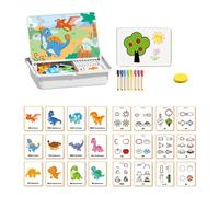 Wooden Magnetic Jigsaw Puzzles Toy, Magnetic Jigsaw Puzzle Boxes with Game Board,Educational Double Puzzle Games Side Travel