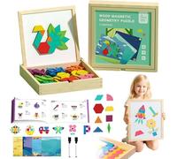 Wooden Magnetic Pattern Block Puzzle Set - Montessori Educational Learning Toys, Colorful Geometric Shape Puzzles for Kids (225 PCS)