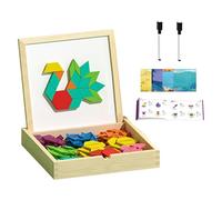 Wooden Magnetic Pattern Blocks Set - 170PCS Early Maths Shape Puzzle Toy with Pattern Cards, STEM Educational Learning Kit for Kids Aged 4-8, Creative Travel Activity for Home School & Classroom