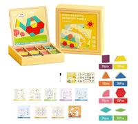 Wooden Magnetic Pattern Blocks Set,225PCS Early Math Geometric Learning Toys,Shape Recognition Pattern Game,Puzzle Education
