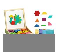 Wooden Magnetic Pattern Blocks Set - Early Math Learning Toys, Geometric Puzzle with Cards, Educational Blocks with Magnetic Design, Learning Toy, STEM Activity for 4-8 Years Old Kids