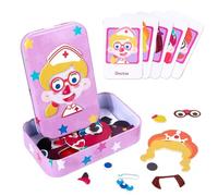 Wooden Magnetic Puzzle,32 PCS Magnetic Puzzle Board, Travel Toys, Magnetic Dress Up Dolls Book, Girl Expression Pattern Games, Toddler Games, Plane Activities for Kids 8-12