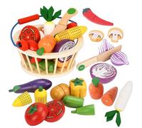 Wooden Magnetic Vegetables Cutting Toys for Kids Kitchen, 12 Veggies | Pretend Play Food Set with Basket, Toddlers Store Grocery Playhouse Accessories, Gift for 3+ Years Old Boy Girl