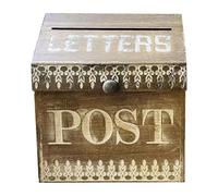 Wooden Mailbox,Wall Mount with Wide Slot for Envelopes,for Table or Countertop,Rustic Brown,25 X 13 X 28 cm
