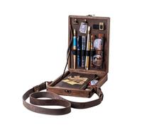 Wooden Mailman Box - Portable Writing Box, Messenger Wood Box | Artist Tool and Brush Storage Box, A5 Wooden Retro Trend Shoulder Bag, Crossbody Postman Bag for Outdoor Lighting Painting, Wood Color,