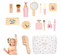 Wooden Makeup - Cute Smooth Makeup Toy with Bag - Kit Play Set for Pretend Play Kit for Girls 3+ Year Old Christmas Birthday