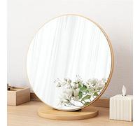 Wooden Makeup Mirror, 90° Adjustable Tabletop Vanity Mirror - Portable Round Dressing Table Mirror for High-Definition Viewing - Removable & Compact - Ideal Desk Mirror for Makeup, Grooming & Skincare