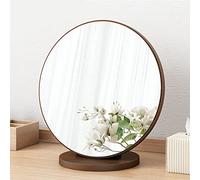 Wooden Makeup Mirror, 90° Adjustable Tabletop Vanity Mirror - Portable Round Dressing Table Mirror for High-Definition Viewing - Removable & Compact - Ideal Desk Mirror for Makeup, Grooming & Skincare