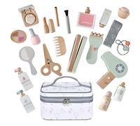 Wooden Makeup Set Kids, Toddler Pretend Make-up & Hairdressing & Skincare Playset with Handbag, Fake Wooden Cosmetics Toy, Hairdresser Beautician Role Play, Birthday Gift for Girl Boy Age 2-6