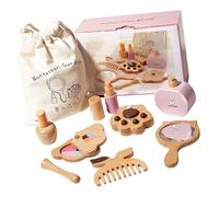 Wooden Makeup Set Pretend Play Toy with Eye Shadows for Girl Nonfuncational Creative Cosmetic Toy for Party Gathering Kids Beauty Makeup Set