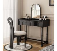 Wooden Makeup ty Table with Drawers Kids Play Dressing Table Stable & Design for Bedroom Black 70cm/27.5in - Perfect for Girls!